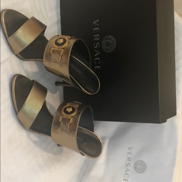 Versace Shoes - Gold Versace slip on sandals